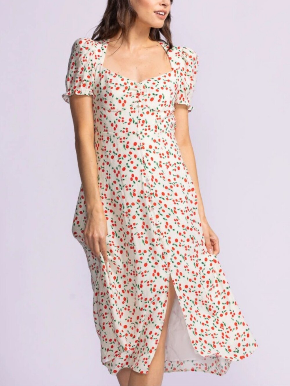 Pink Martini Cherry-Print Midi Dress